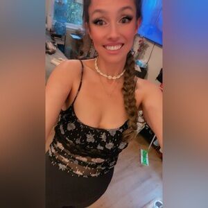 Floral Black and Gray Spaghetti Strap Top